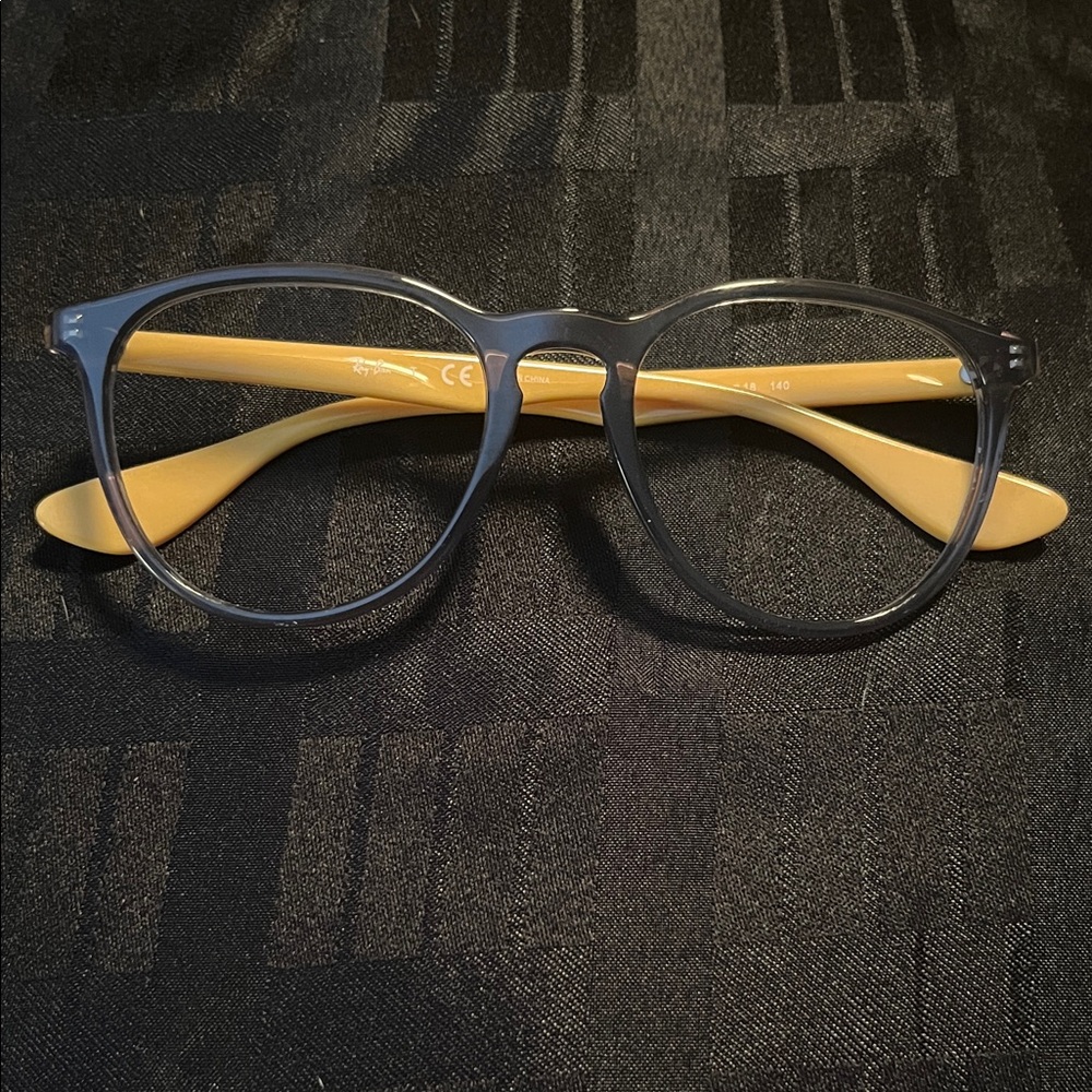 Ray-Ban Unisex Gray Glasses with Yellow Temples